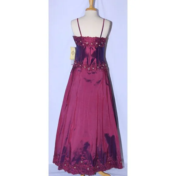 Dollar Fashion #6031 Layered Taffeta and Lace Prom Gown - Size S- PLUM-NEW - Picture 2 of 8